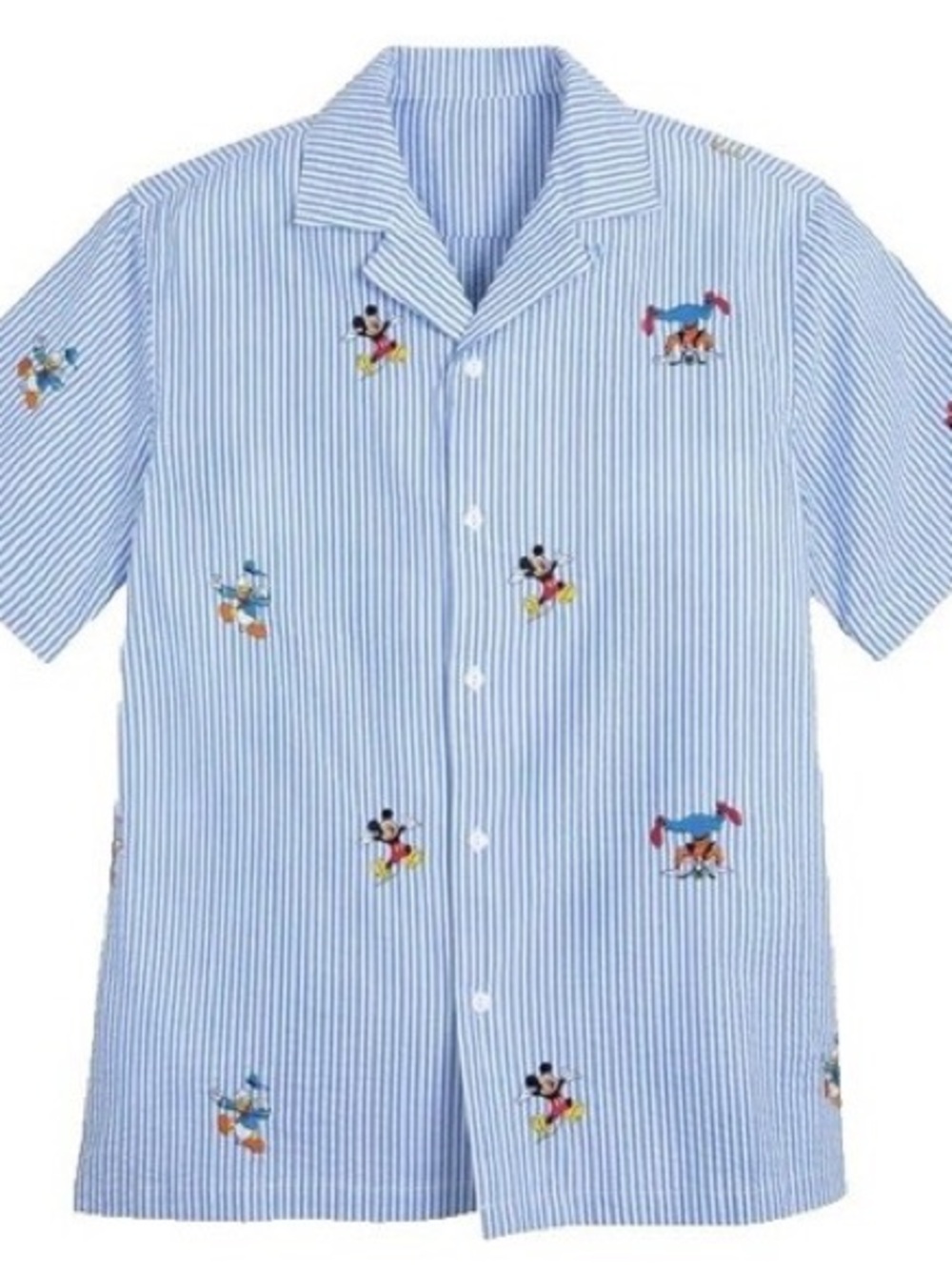 Disney Light Blue & White Striped Short-Sleeve Button-Down Shirt